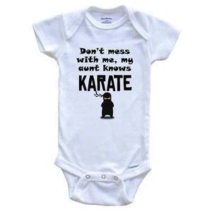 Don't Mess With Me My Aunt Knows Karate Funny Niece Nephew Baby Bodysuit - Picture 1 of 2