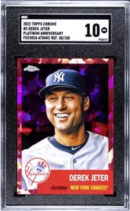 2022 Topps Chrome Platinum Anniversary Derek Jeter Fuchsia Atomic Refractor /100 - Picture 1 of 2