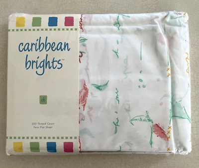 CARIBBEAN BRIGHTS~DE COLECCIÓN 1997 1 Doble Hoja Plana Pastel Barcos 200 Hilos ct Nuevo Foto 1 de 4