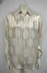 NWT MENS CREME DE SILK METALLIC SILK SHIRT STYLE CREAM 6502 SIZE MEDIUM WOW - Picture 1 of 2