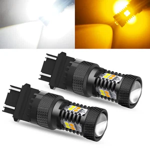 2X 3157 3156 Switchback LED Turn Signal Light Bulbs DRL 4157na 3457a White Amber - Foto 1 di 11
