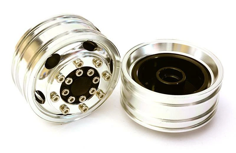 Billet Machined Alloy T8 Front Wheel Set for Tamiya 1/14 Scale Tractor Trucks - Image 1 of 1