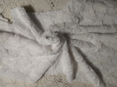 Remnant Minky Plush Fabric Lattice Shannon Fabrics White 42" L x 21" Wide - Image 1 of 4