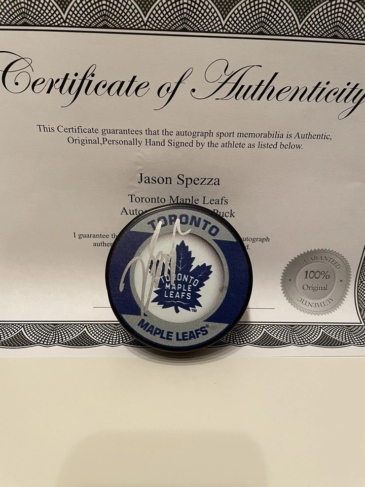 Disco de hockey firmado por Jason Spezza Toronto Maple Leafs con estuche Foto 1 de 1