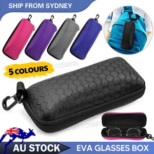 Portable Zipper Sunglasses Carry Case Eye Glasses Clam Hard Shell Protector Box - Picture 1 of 14