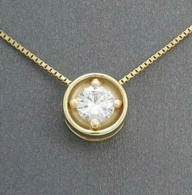 14k Gold Round Natural Diamond Donut Halo Pendant Necklace 20in New - Image 1 of 4