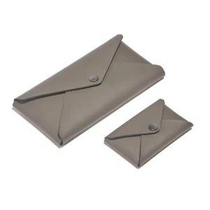 Set Astuccio Porta Biglietti da Visita + Astucci in Pelle Grigio Taupe Astucci Carte di Credito - Foto 1 di 4