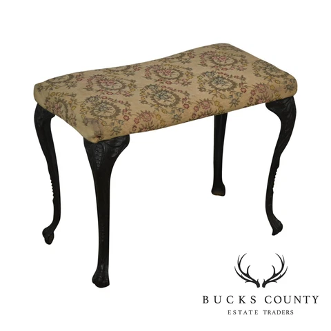 Antique Rococo Style Iron Leg Vanity Bench Cover