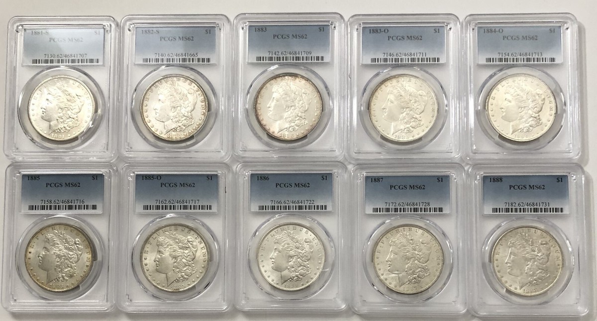 MS 62 Graded 1881 Year Morgan US Dollars (1878-1921) for
