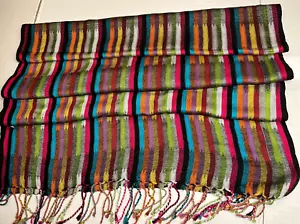 100 % Pashmina Wolle Wendeschal mit Fransen 23" x 69" von AMTAL - Bild 1 von 8