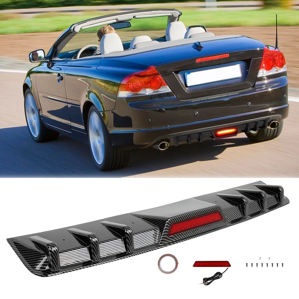 Borde difusor de alerón de parachoques trasero de carbono con luz trasera LED para Volvo C70 1998-13 Foto 1 de 4