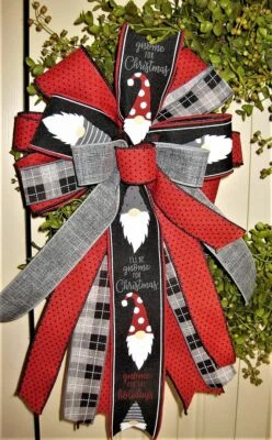 10 «GNOMES черный / красный / белый проводной бант венок SWAG гирлянда почта # 108 rb - Изображение 1 из 3