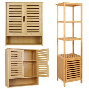 Bamboo Kitchen Cupboard Storage Cabinet Pantry Wardrobe Shelf Bathroom Organizer - Picture 1 of 20