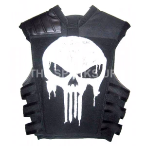 Chaleco de cuero sintético disfraz de motocicleta clásica estilo castigador calavera para hombre - Imagen 1 de 3