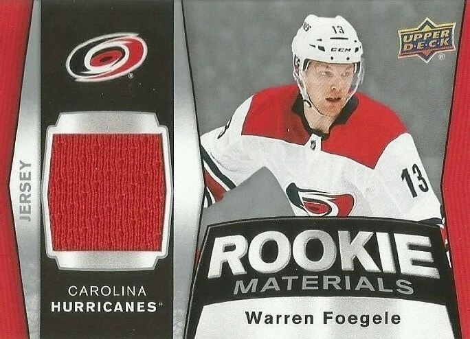 Warren Foegele Carolina Hurricanes 2018-19 Upper Deck Series Two RC Materials - Image 1 of 2