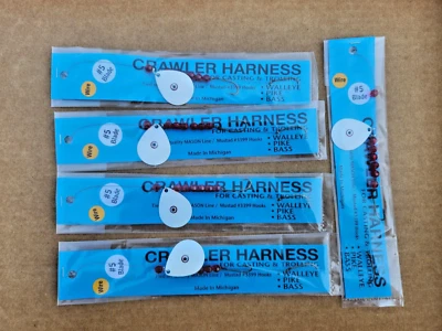 5 Crawler Worm Harness W-17 WHITE Colorado  Blade Walleye Pike Bass FISHING ... - Image 1 of 2