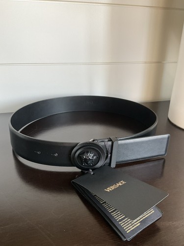 Cintura Versace Biggie Slide Medusa logo fibbia pelle nera taglia 80 32 $595