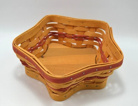 2001 Longaberger Small Star Basket Red Accent Weaves 7.5" x 3" Cover