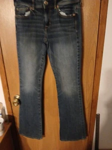 American Eagle Kick Boot Jeans Mid-Rise AEO Dark Denim Pants Women 4 Reg. - Picture 1 of 14