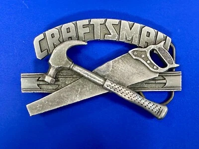 Martillo y sierra conmemorativa Craftsman vintage 1993 gran hebilla de cinturón americana Foto 1 de 4