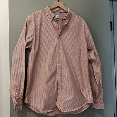 Men’s Large JCPenney Orange And Navy Striped Button Down Shirt - Image 1 of 4