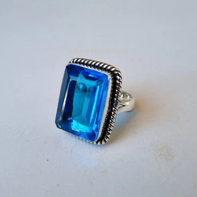 Hermoso Anillo de Piedras Preciosas de Tanzanita Plata de Ley 925 Declaración Anillo de Amor PG5022 Foto 1 de 4