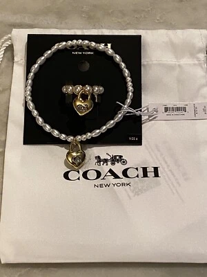*COACH* ~ ANILLO DE BLOQUEO DE CORAZÓN (talla 6) CI897 ~ PULSERA ELÁSTICA BLOQUEO DE CORAZÓN ~ (CI891) Foto 1 de 4
