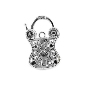 STERLING SILVER ORNATE PADLOCK - Picture 1 of 3