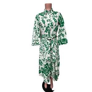 Zara Button Front Midi Shirt Dress Women's Size Small White Green NWT - Picture 1 of 11