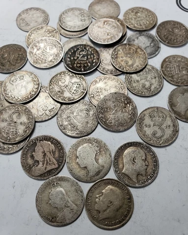 ONE(1) X UK 3P 925 STERLING SILVER PENCE VICTORIA GEORGE EDWARD GREAT BRITAIN Cover