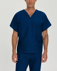 Unisex Landau 1-Pocket V-Neck Scrub Top - NAVY # 7502 XSM-TXL - Picture 1 of 13