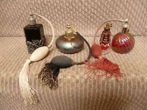 4 X VINTAGE GLASS PERFUME ATOMISERS - Picture 1 of 5