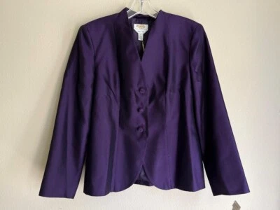 NWT Talbot's Petites Eggplant Purple Silk Taffeta LS Dress Suit Jacket Size 6 - Image 1 of 4