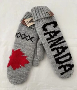 Guanti Canada foglia d'acero canadese grigio acrilico/poliestere di BK nuovi con etichette - Foto 1 di 8