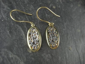 Ohrringe vergoldet feine Ornamente Zirkonia 925 Sterling Silber - Picture 1 of 2