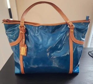 Cavalcanti leather bag tote purse genuine leather made in Italy Cerulean  - Picture 1 of 13