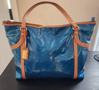 Bolso de cuero Cavalcanti bolso de mano cuero genuino hecho en Italia cerúleo  Foto 1 de 4