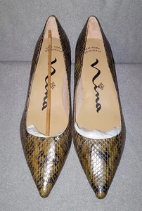 Nina Brand Snakeskin Size 7M Kitten Heel Pointed Toe New - Picture 1 of 7