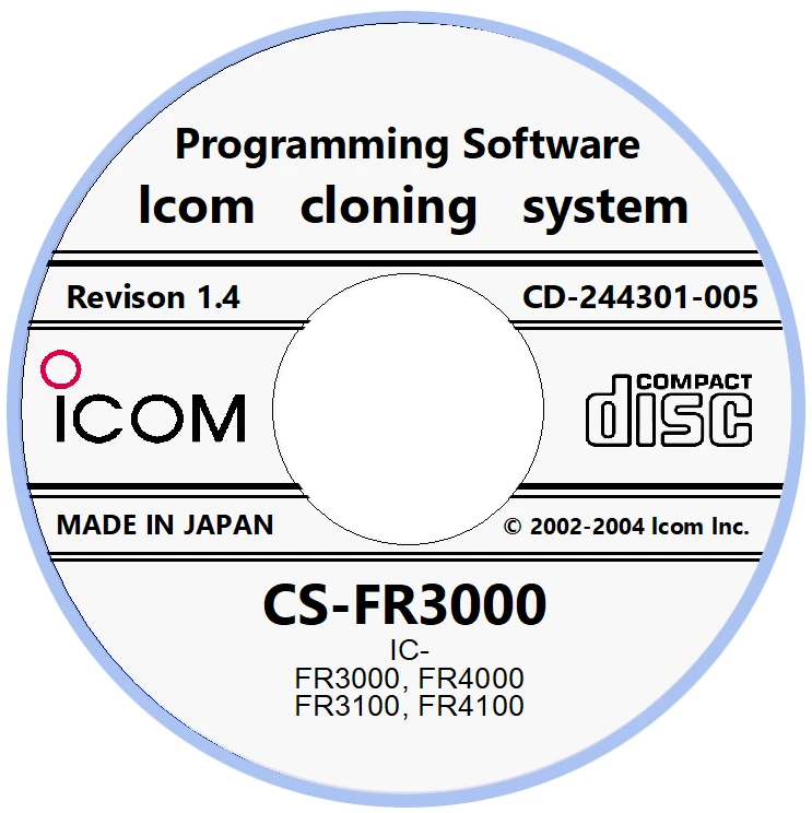 Icom CS-FR3000 Rev. 1.4 Programming Software, IC-FR3000/FR4000 series rptrs - Image 1 of 1