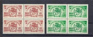 Brazil 1955 Sc# 820-21 set Arms of Botucatu Centenary of Botucatu block 4 MNH - Picture 1 of 1