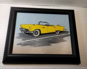Vintage Canvas 1957 Thunderbird Painting By H.Hargrove - Picture 1 of 10