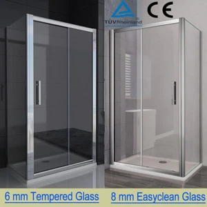 Sliding Shower Enclosure 6/8mm Glass Door Cubicle Side Panel And Stone Tray S88 - Picture 1 of 23