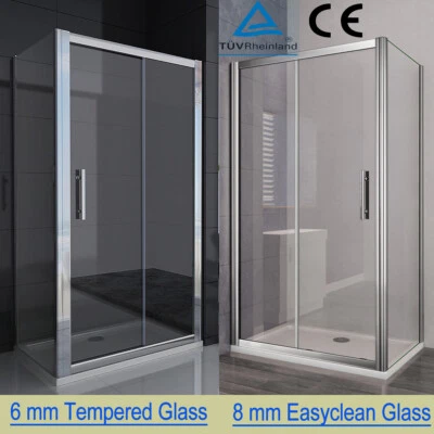Sliding Shower Enclosure 6/8mm Glass Door Cubicle Side Panel And Stone Tray S88