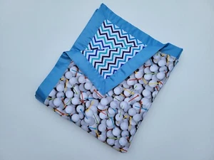Golf Balls and Tee Calico Cotton Baby Quilt Blanket ,Golf Blanket 32x45 - Picture 1 of 8