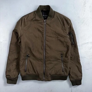 INC International Concepts Brown Bomber Jacket Mens S Full Zip Metallic - Picture 1 of 12