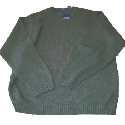Arrow Mens 2XL Olive Green Sweater Diamond Pattern Long Sleeve Cotton-Acrylic - Image 1 of 4