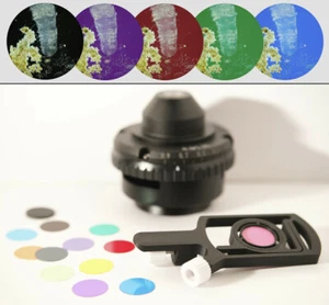 Adjustable color & darkfield filters set kit for Motic condenser microscopes - Imagen 1 de 4