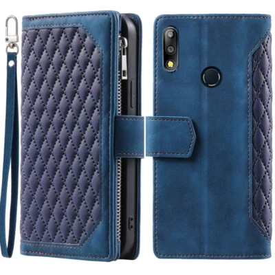 Zenfone Max Pro (M2) ZB631KL Estuche Billetera Romboidal Cuero Cremallera Abatible Estuche para Tarjetas Foto 1 de 4