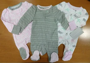 3 Pk: Cloud Island Baby Girls' NB-0M Sleep N' Play Footed Pajama (9918) R6P3 - Picture 1 of 7