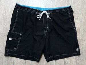 Caribbean Mens Black Elastic Waist Flat Front Swim Trunk Cargo Shorts Size XL - Picture 1 of 6